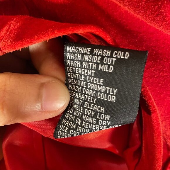 Pritti Kristen Blake Woman Shacket Jacket Red Genuine Leather Small Pockets - Picture 8 of 10